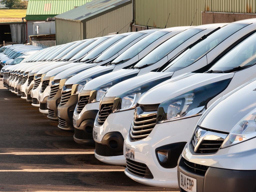 Vehicles parked in a row
